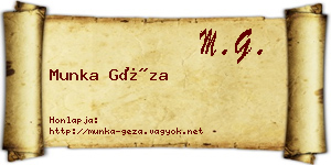 Munka Géza névjegykártya