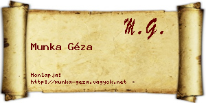 Munka Géza névjegykártya